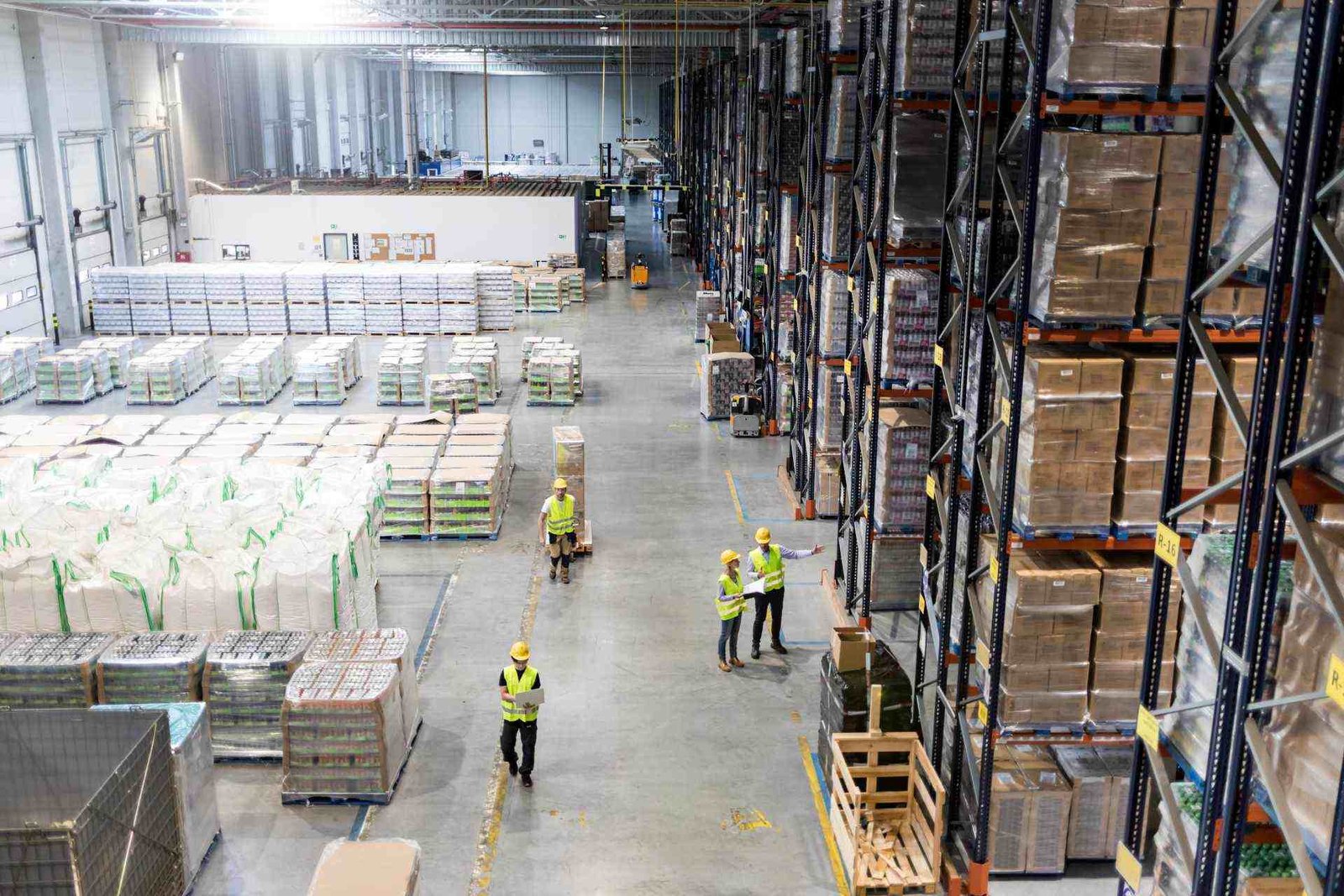 Modern warehouse inventory management with organized shelving