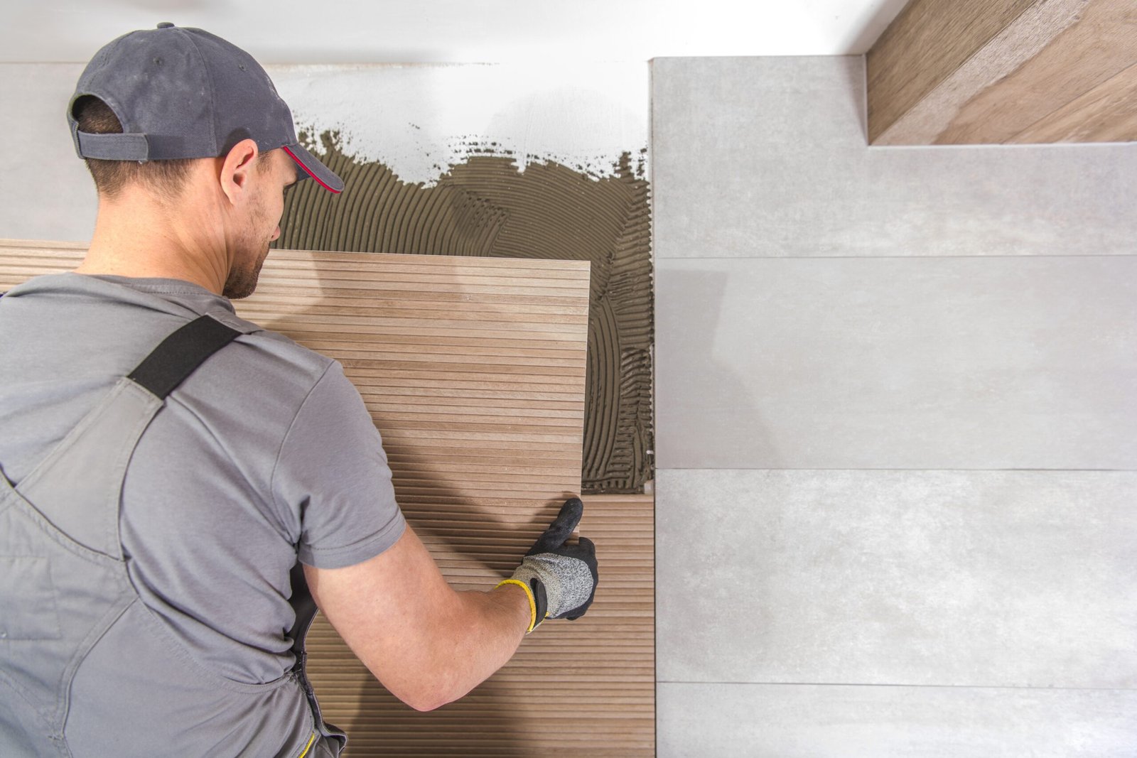 Tile adhesive application for ceramic tile installation